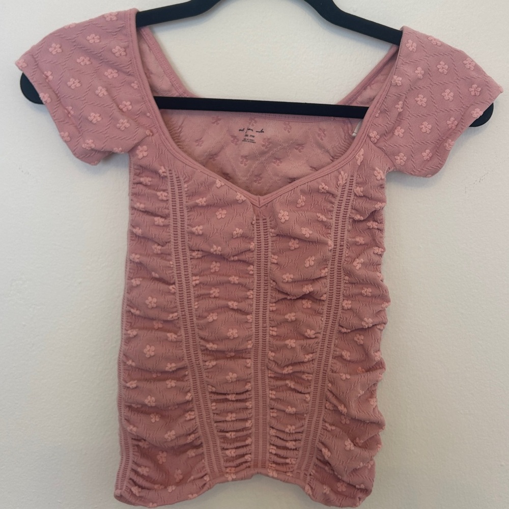 Women's Pink Ruched Square-Neck Top - Picture 4 of 7